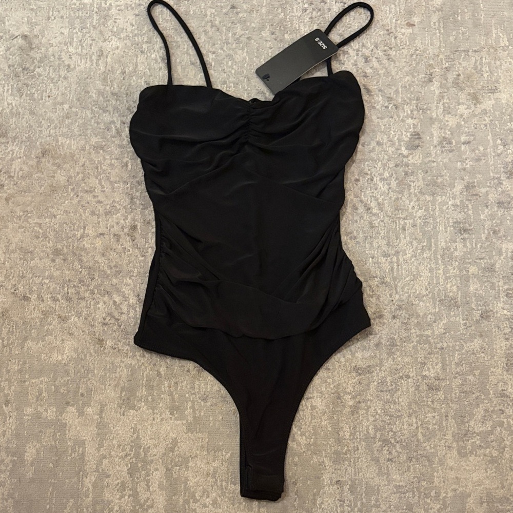 21 Saints Black Ruched Bodysuit NWT Size Small